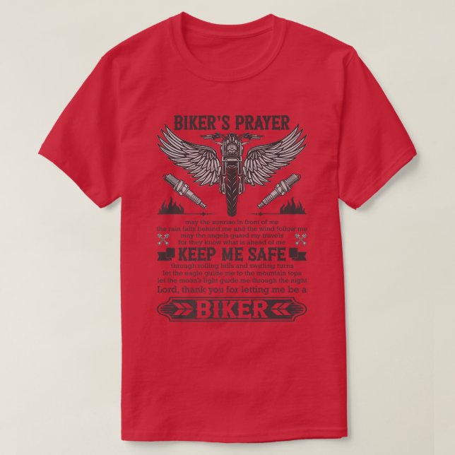 Bikers Prayer Shirt Biker Stuff Motorcycle Rider V (Design Front)