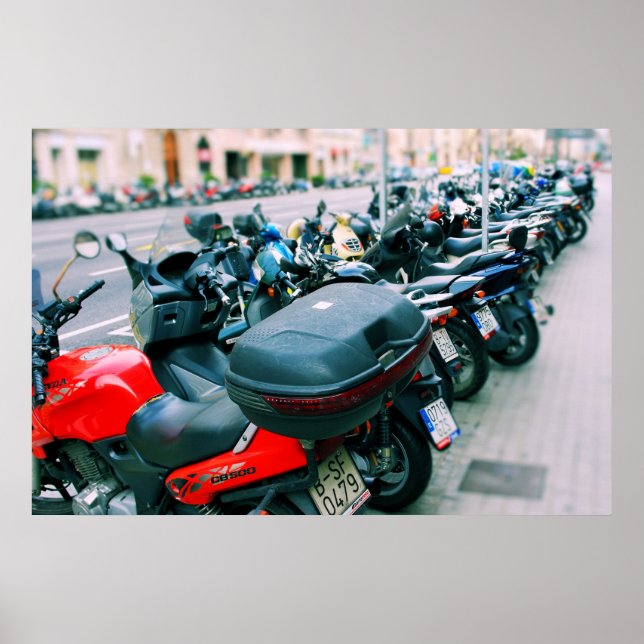 Bikers Row Barcelona, Spain Poster (Front)