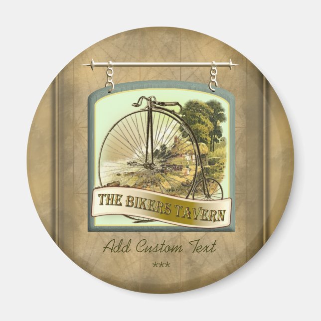 Bikers Tavern Pub Sign Personalised Magnet (Front)