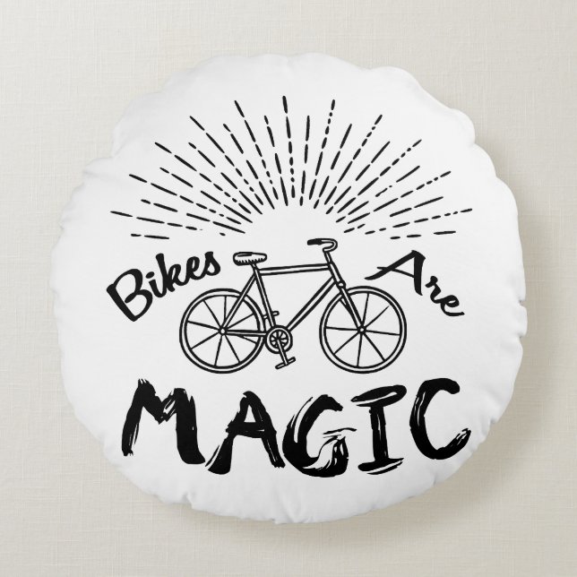 Bikes Are Magic Throw Pillow (Front)