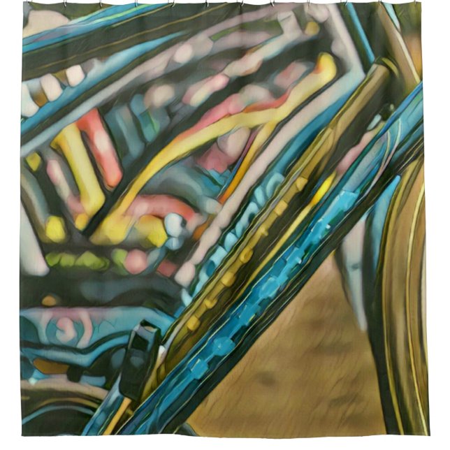 Bikes artwork shower curtain (Front)