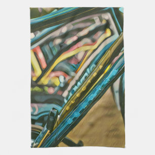 Bikes artwork tea towel