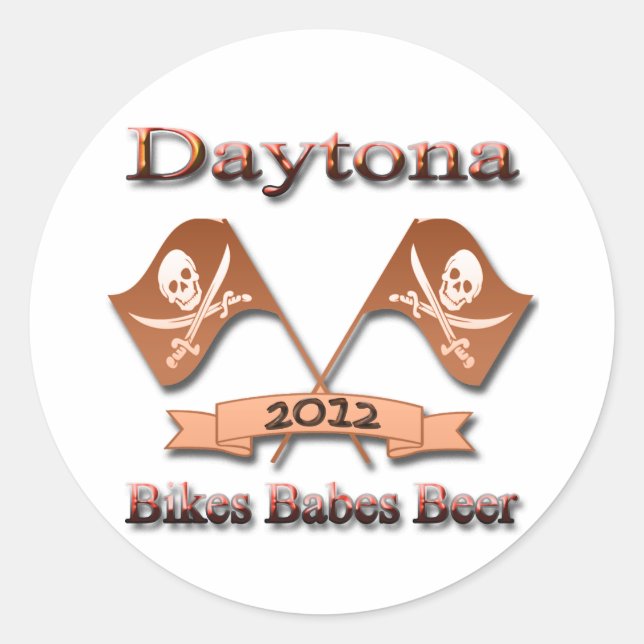 Bikes Babes Beer 2012 Daytona red Classic Round Sticker (Front)