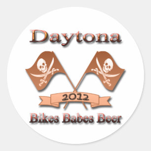 Bikes Babes Beer 2012 Daytona red Classic Round Sticker