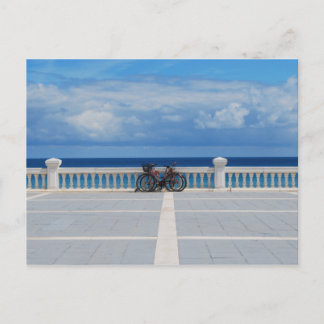 Bikes by the Cantabrian Sea in Spain postcard