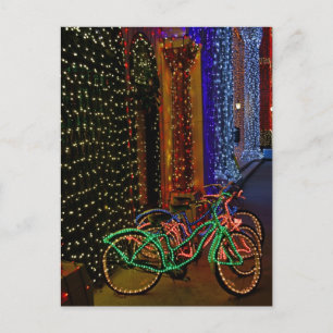 bikes in lights postcard