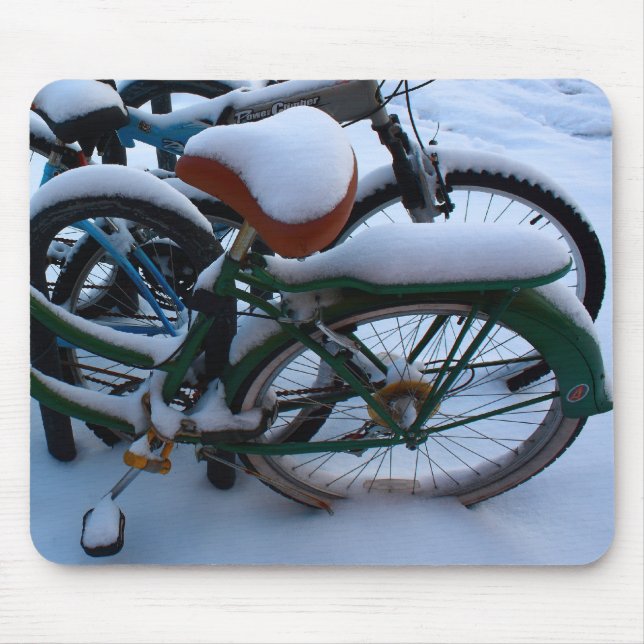 Bikes in the Snow Mouse Mat (Front)