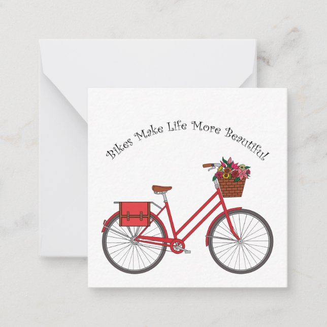 Bikes Make Life More Beautiful - Red Bike Card (Front)