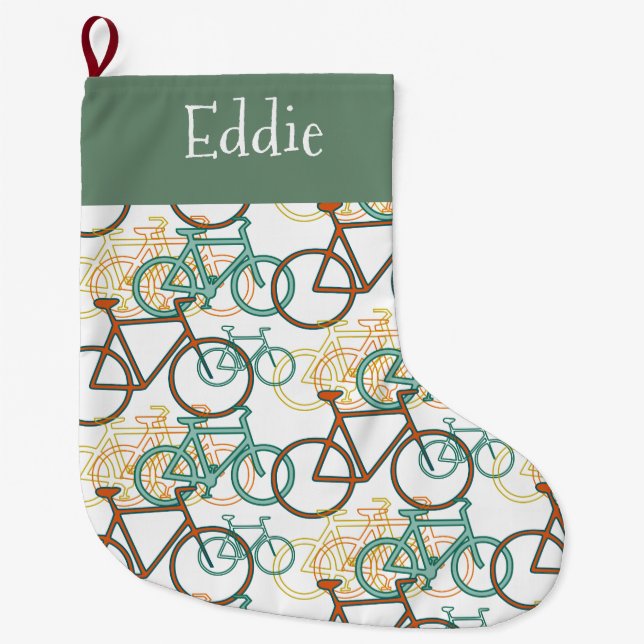 Bikes Mix Personalised Christmas Stocking (Front)