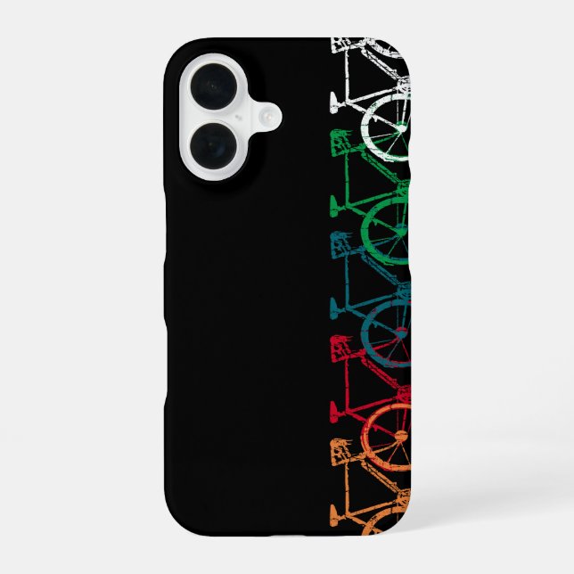 Bikes of different colours iPhone 16 case (Back)