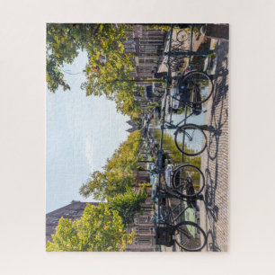 Bikes on a brdige over a canal in Haarlem Jigsaw Puzzle