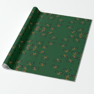 Bikes on green wrapping paper