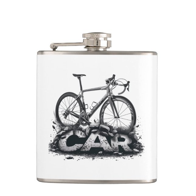 Bikes Over Cars Hip Flask (Front)