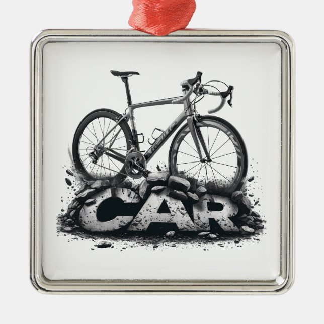 Bikes Over Cars Metal Tree Decoration (Front)