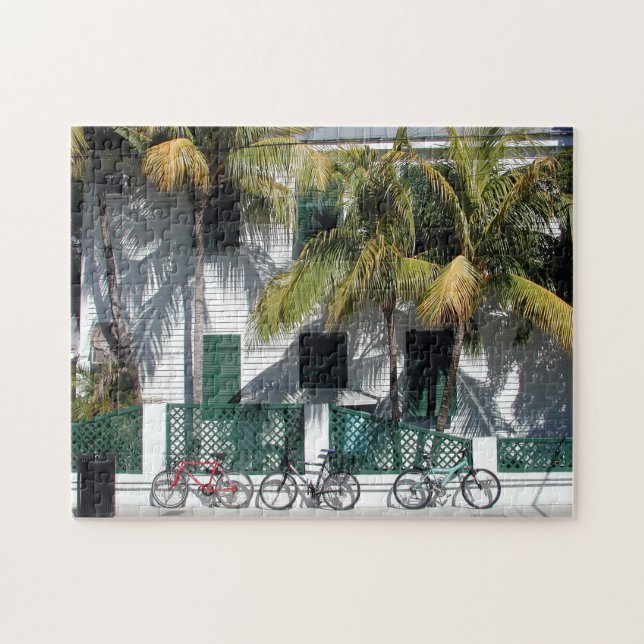 Bikes parked at apartment area Key West, Florida Jigsaw Puzzle (Horizontal)