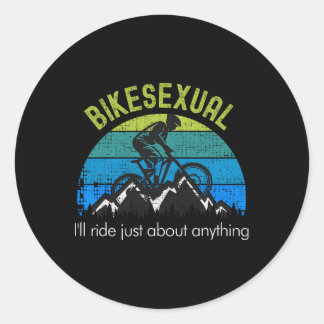 Bikeual Funny Mountain Bike Cycling Classic Round Sticker