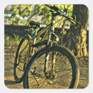 Biking Artwork Square Sticker