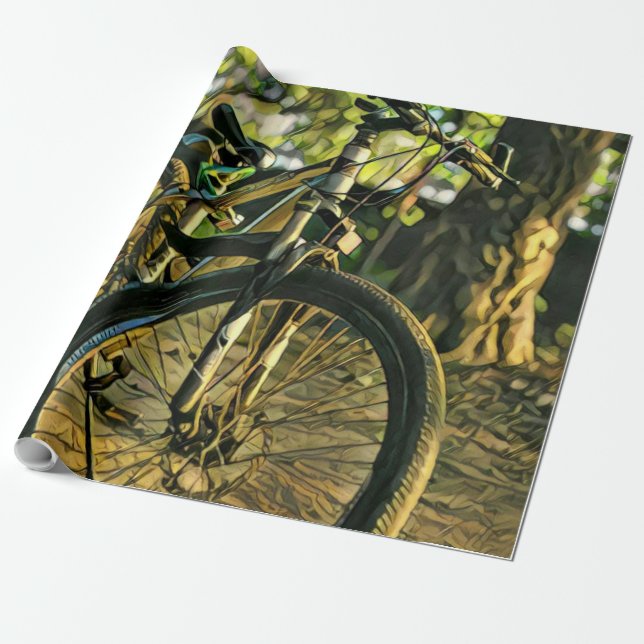 Biking Artwork Wrapping Paper (Unrolled)