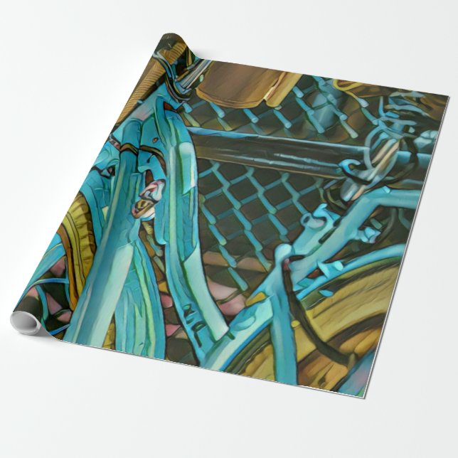 Biking Artwork Wrapping Paper (Unrolled)