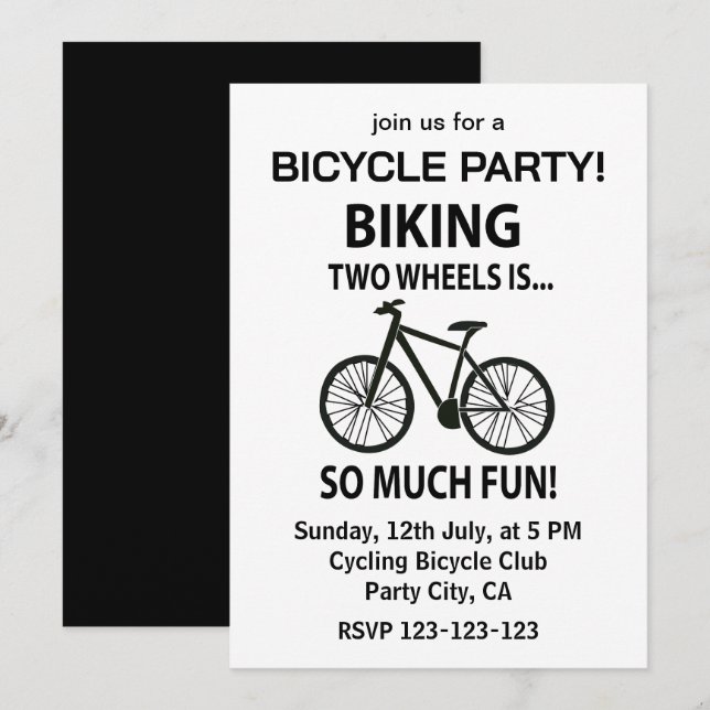 Biking Bicycle Cycling Cyclist Bicycle Party Invitation (Front/Back)
