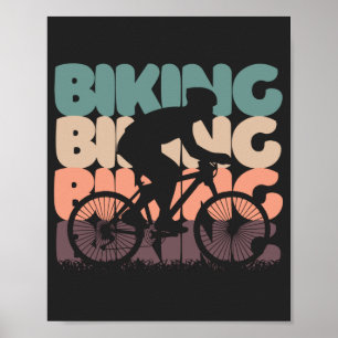 Biking Biking Biking vintage retro biker sunset Poster
