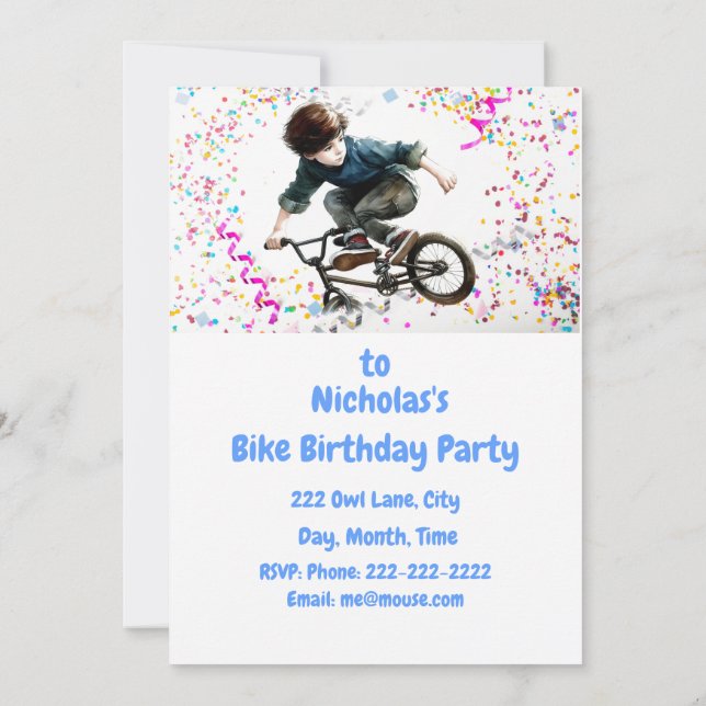 Biking BMX Mountain Birthday Party Invitation (Back)