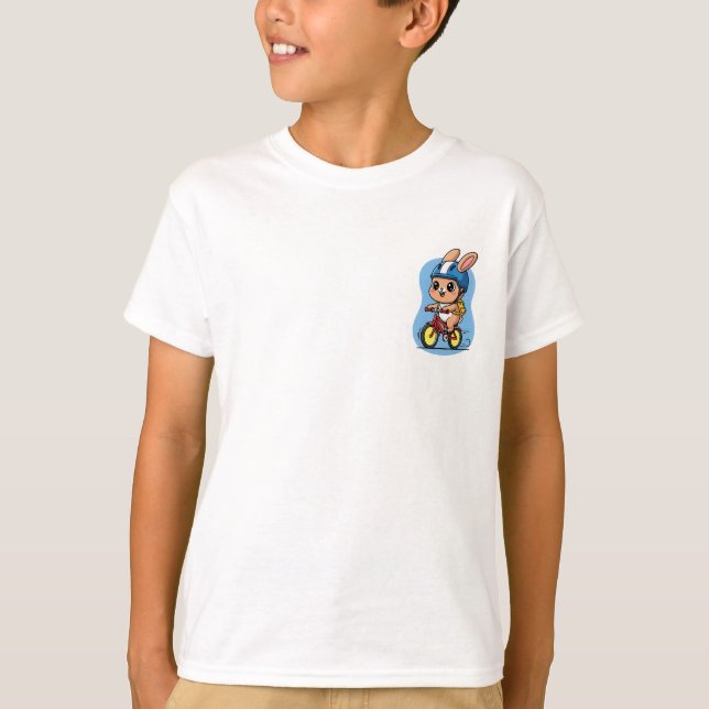Biking Bunny Adventure Kids T-Shirt (Front)