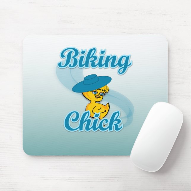 Biking Chick #3 Mouse Mat (With Mouse)
