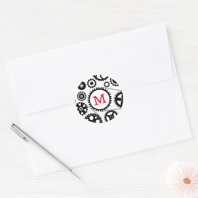 Biking Cycling Gears INITIAL Engineer Mechanical Classic Round Sticker (Envelope)