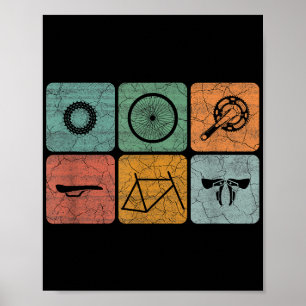 Biking Cycling Vintage Bicycle Parts Cyclist Gifts Poster