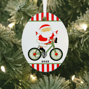 Biking Cyclist Christmas Metal Tree Decoration