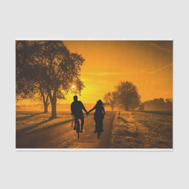 Biking Into The Sunset Decoupage Tissue Paper (Front)