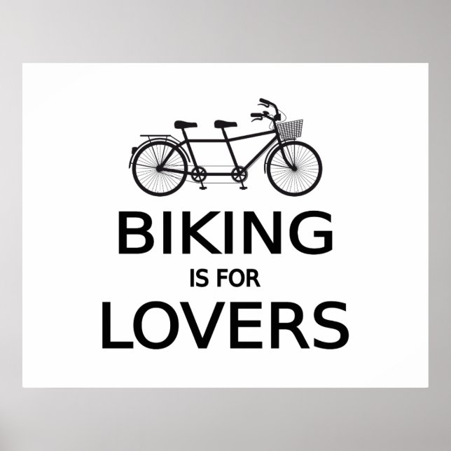biking is for lovers, tandem bicycle, word art poster (Front)
