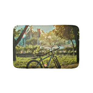 Biking Lover Gift Cycling Painting Bath Mat