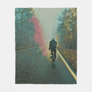 Biking Lover Gift Cycling Painting Fleece Blanket