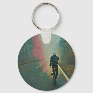 Biking Lover Gift Cycling Painting Key Ring