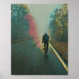 Biking Lover Gift Cycling Painting Poster