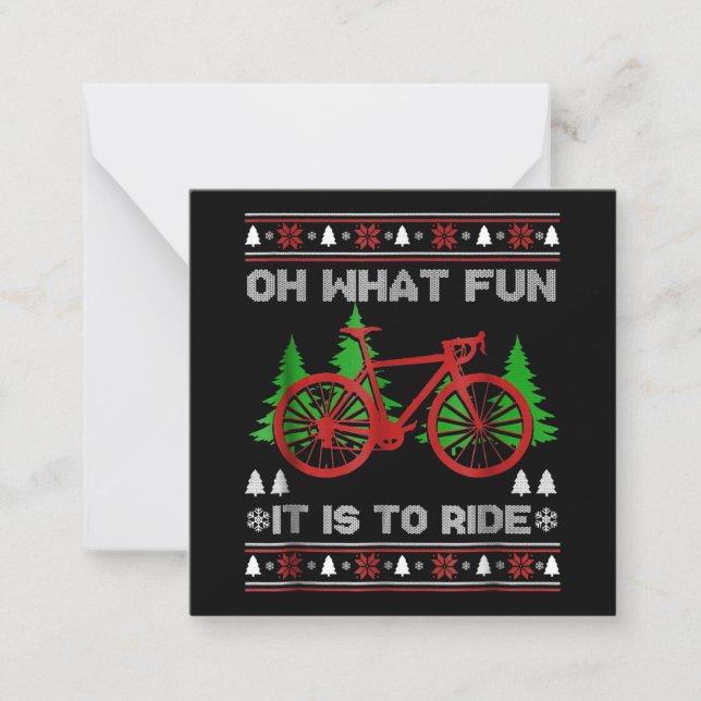 Biking Oh What Fun Bike Ugly Christmas Sweater Card (Front)