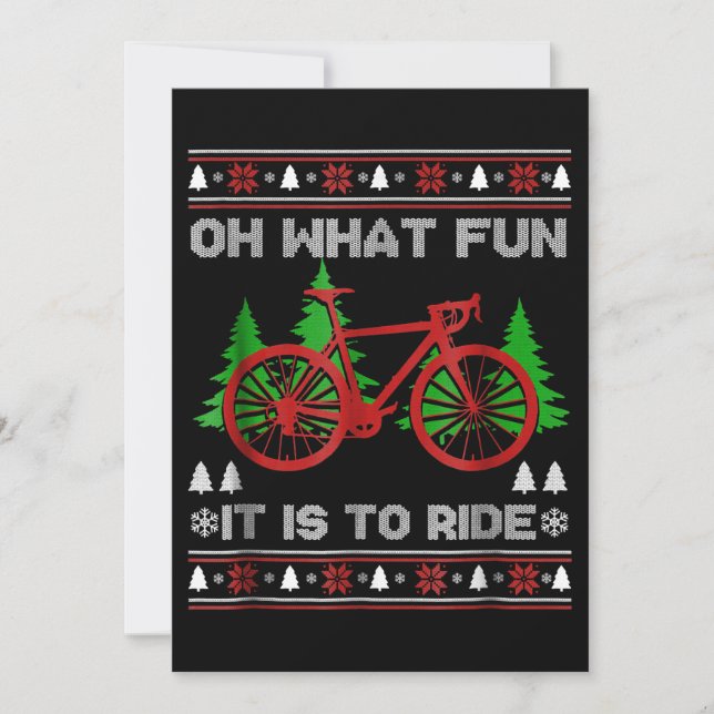 Biking Oh What Fun Bike Ugly Christmas Sweater Card (Front)