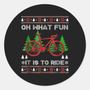 Biking Oh What Fun Bike Ugly Christmas Sweater Classic Round Sticker