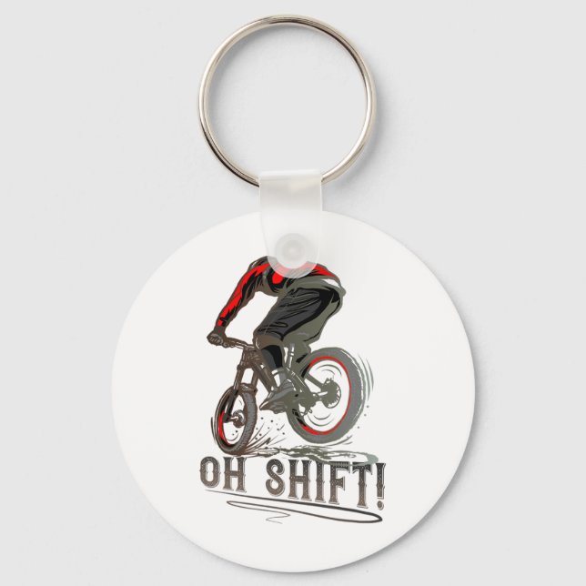 Biking Riding Mtb Mountain Biker Oh Shift  Key Ring (Front)
