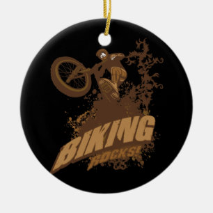 Biking Rocks! Ceramic Tree Decoration