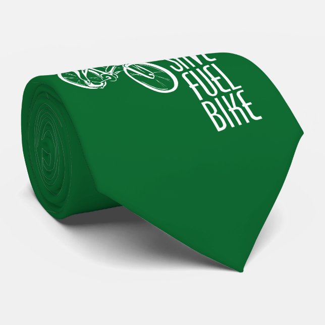 Biking, Save Fuel Bike, Ride, Cycling, Eco Green Tie (Rolled)