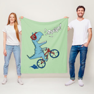 Biking T-Rex Roar Fleece Blanket