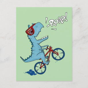 Biking T-Rex Roar Postcard