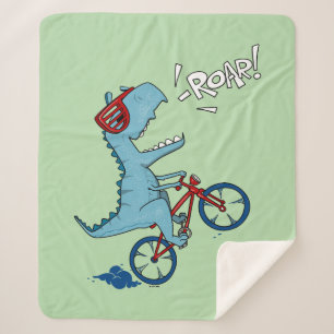 Biking T-Rex Roar Sherpa Blanket