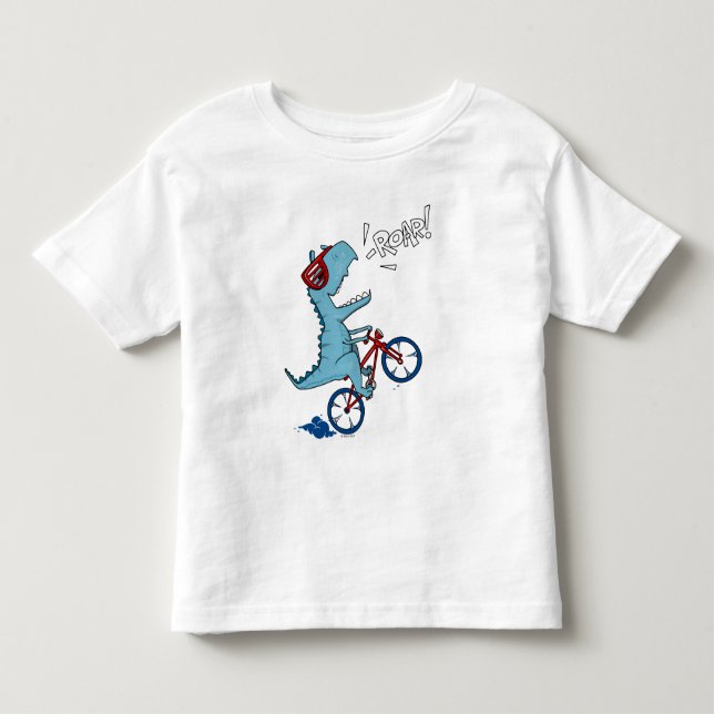 Biking T-Rex Roar Toddler T-Shirt (Front)
