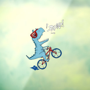 Biking T-Rex Roar Window Cling