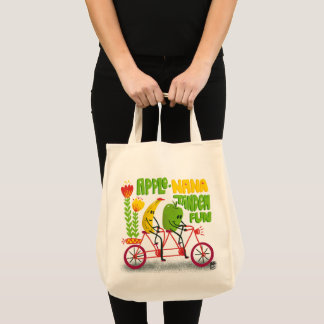 Biking veggies and fruits tote bag