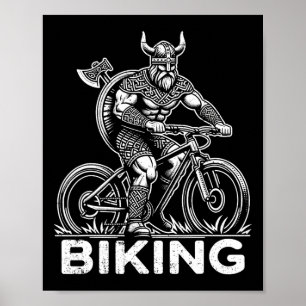 Biking Viking Funny Mountain Biker Pun Poster